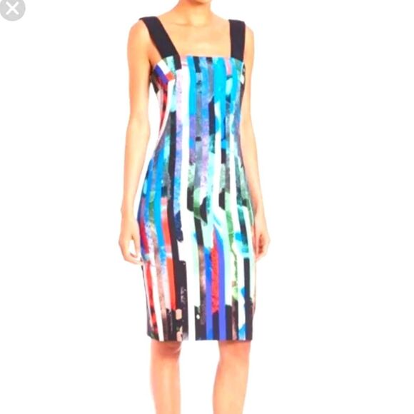 Milly Lorena Print Dress Wide Straps Size 8 - Picture 1 of 11